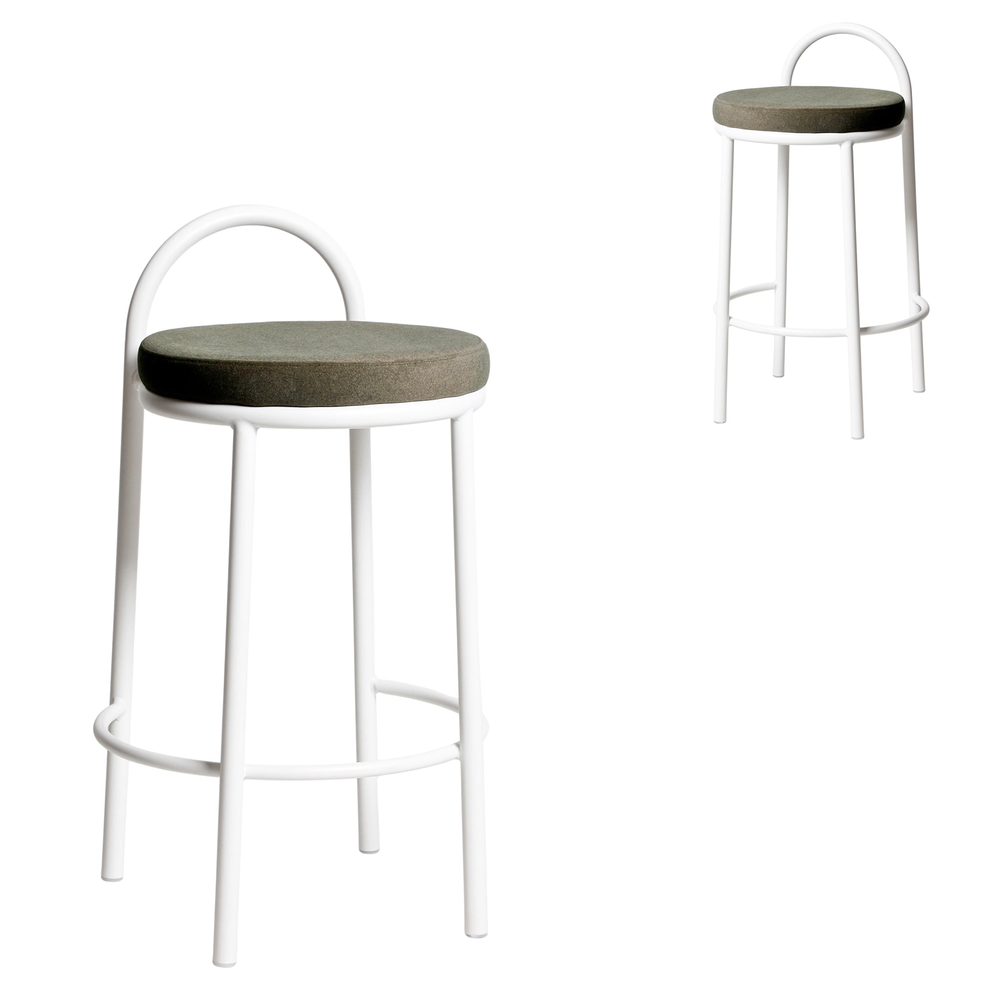 CBS12012-FH 65cm White Frame Bar Stool - Dark Moss Green (Set of 2)