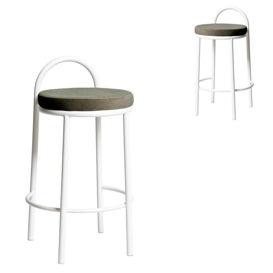 CBS12012-FH 65cm White Frame Bar Stool - Dark Moss Green (Set of 2)