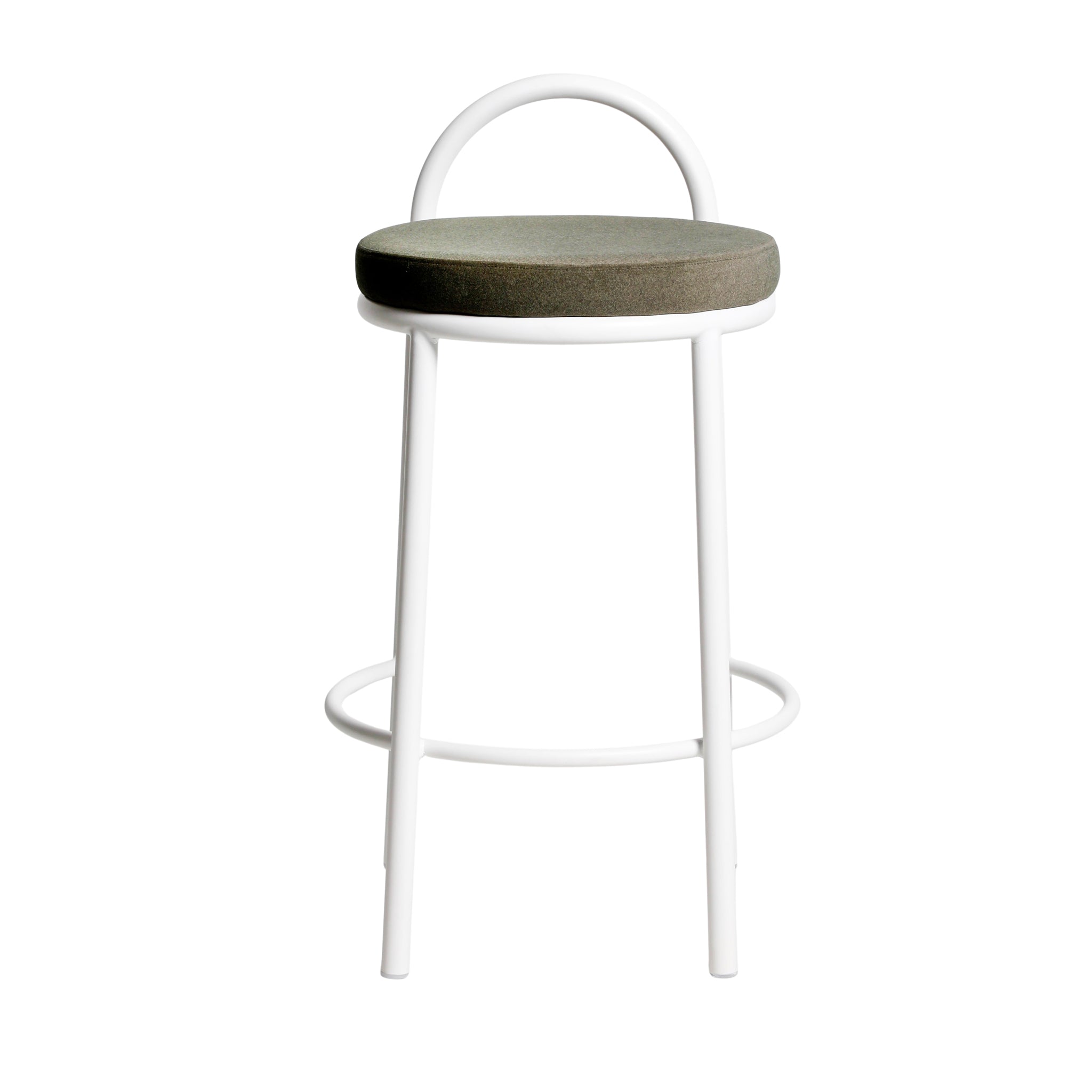CBS12012-FH 65cm White Frame Bar Stool - Dark Moss Green (Set of 2)