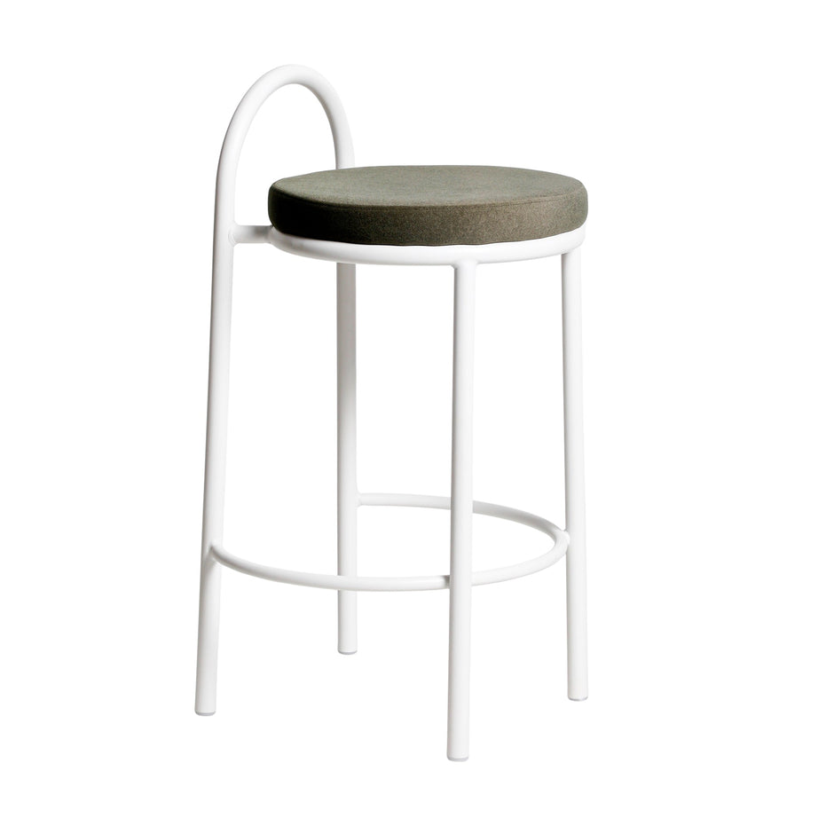CBS12012-FH 65cm White Frame Bar Stool - Dark Moss Green (Set of 2)