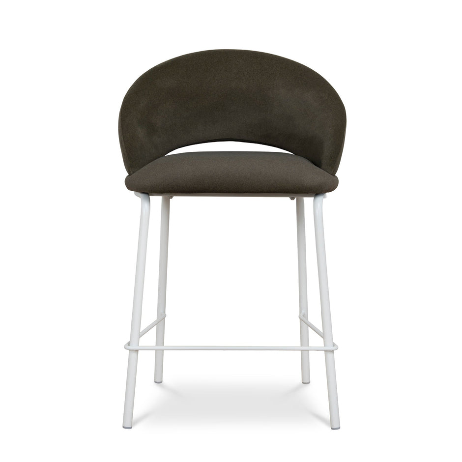 CBS12642-FH White Bar Stool - Dark Moss Green (Set of 2)