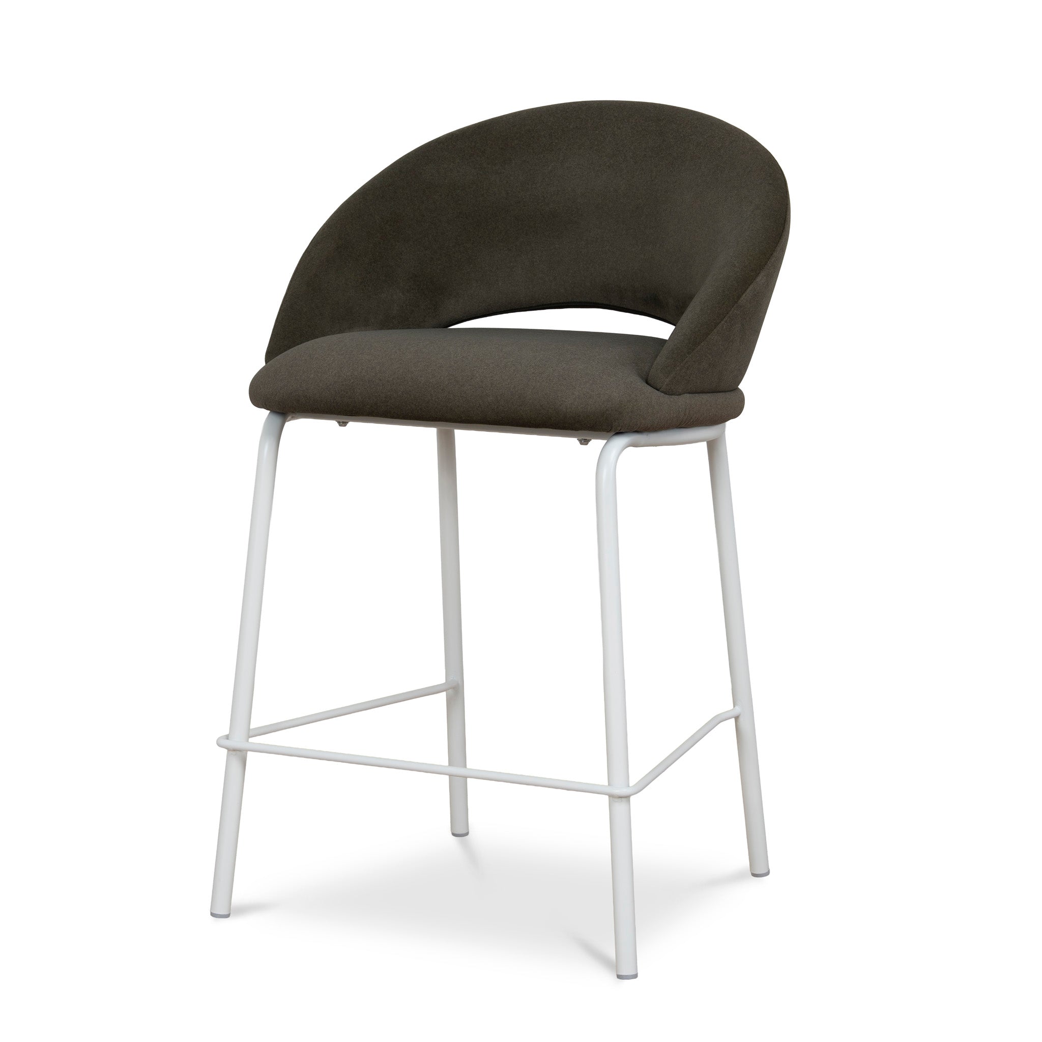 CBS12642-FH White Bar Stool - Dark Moss Green (Set of 2)