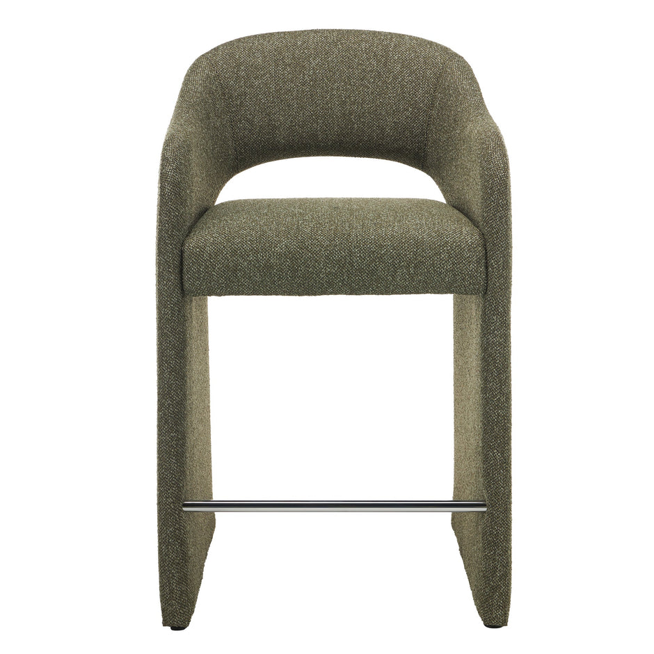 CBS12682-MR 65cm Fabric Bar Stool - Twill Green (Set of 2)