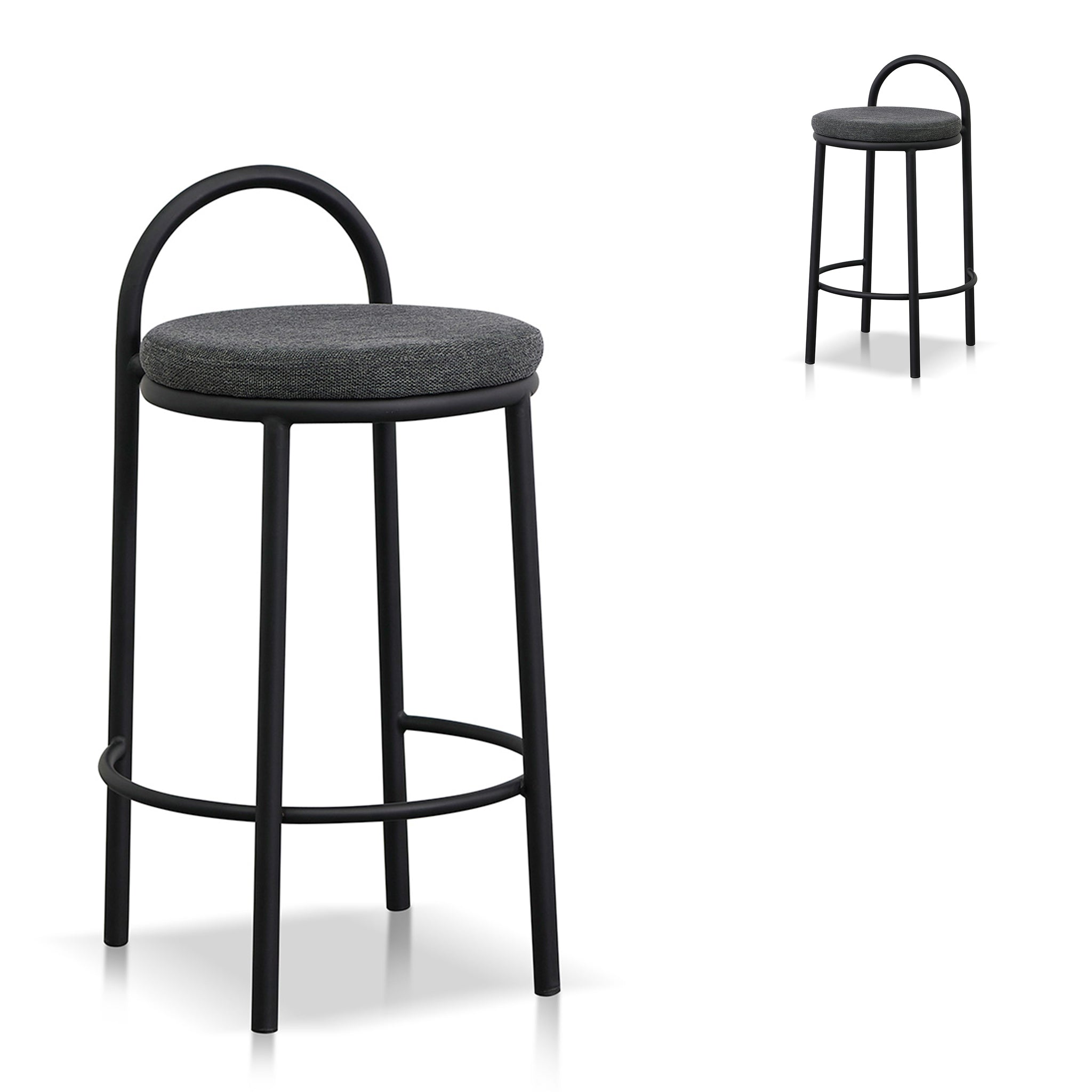 CBS8457-FH 65cm Fabric Bar Stool - Charcoal Grey (Set of 2)