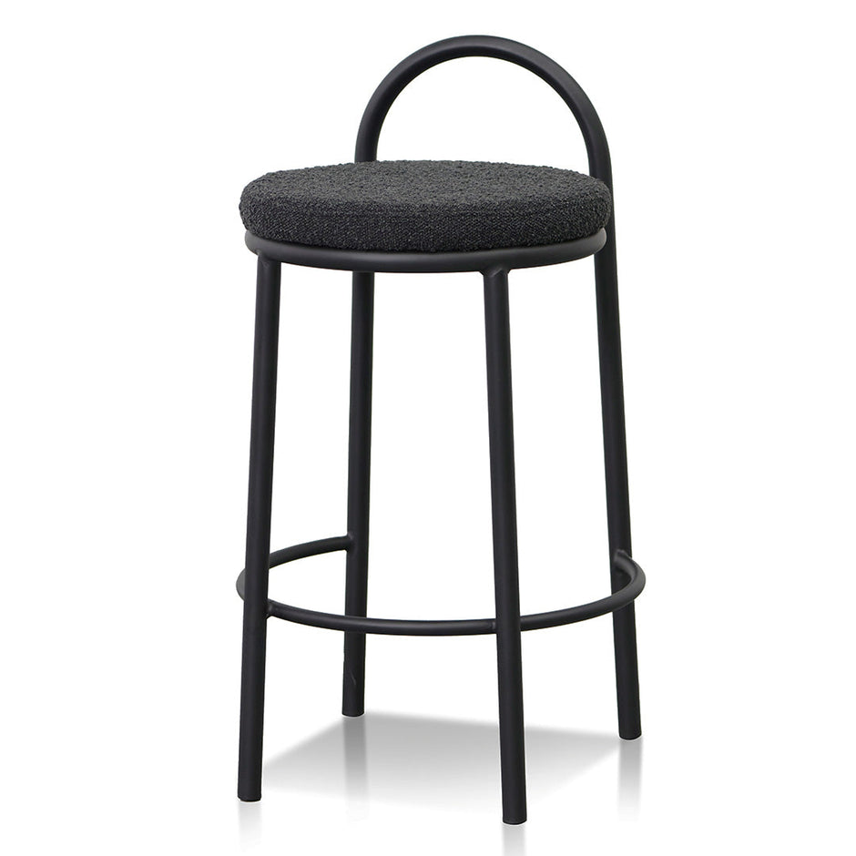 CBS8458-FH 65cm Bar Stool - Black Boucle (Set of 2)