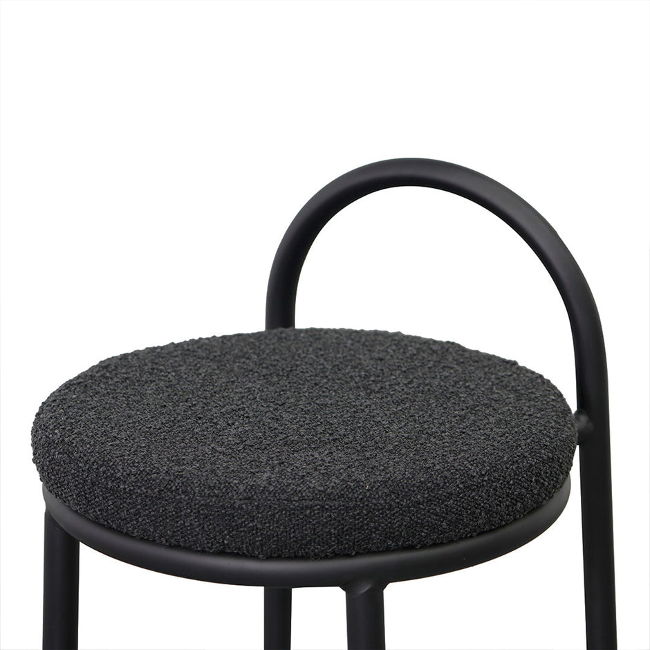 CBS8458-FH 65cm Bar Stool - Black Boucle (Set of 2)