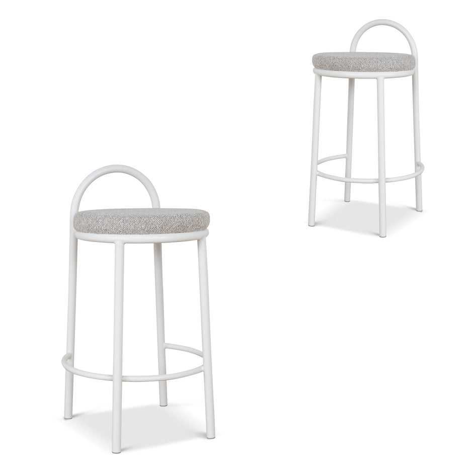 CBS8599-FH 65cm White Frame Bar Stool - Clay Grey (Set of 2)