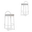 CBS8599-FH 65cm White Frame Bar Stool - Clay Grey (Set of 2)