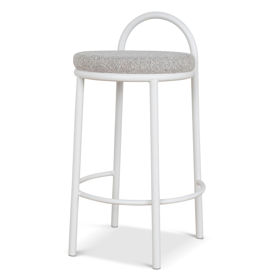 CBS8599-FH 65cm White Frame Bar Stool - Clay Grey (Set of 2)