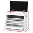 Artiss Shoe Rack Cabinet Bench 3-tier 15 Pairs White
