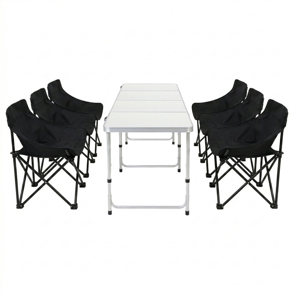 Weisshorn 7pc Camping Table Chair Set Outdoor Folding Aluminium Portable Picnic