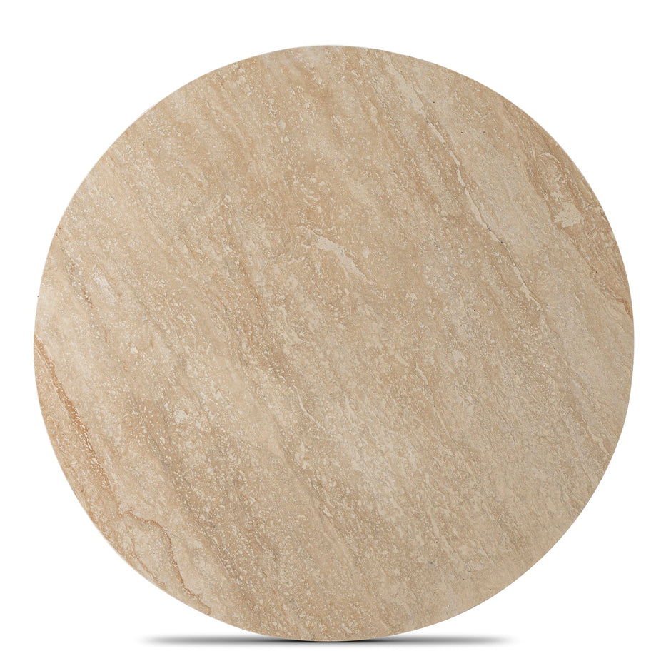 CCF10430-NI 100cm Round Travertine Coffee Table - Black
