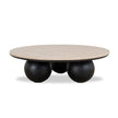 CCF10430-NI 100cm Round Travertine Coffee Table - Black