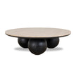 CCF10430-NI 100cm Round Travertine Coffee Table - Black