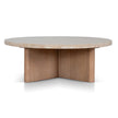 CCF8666-NI Travertine Marble 100cm Round Coffee Table - Light Natural Elm