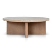 CCF8666-NI Travertine Marble 100cm Round Coffee Table - Light Natural Elm