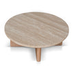 CCF8666-NI Travertine Marble 100cm Round Coffee Table - Light Natural Elm