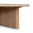 CCF8666-NI Travertine Marble 100cm Round Coffee Table - Light Natural Elm