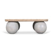 CCF8735-RB 90cm Travertine Top Coffee Table - White