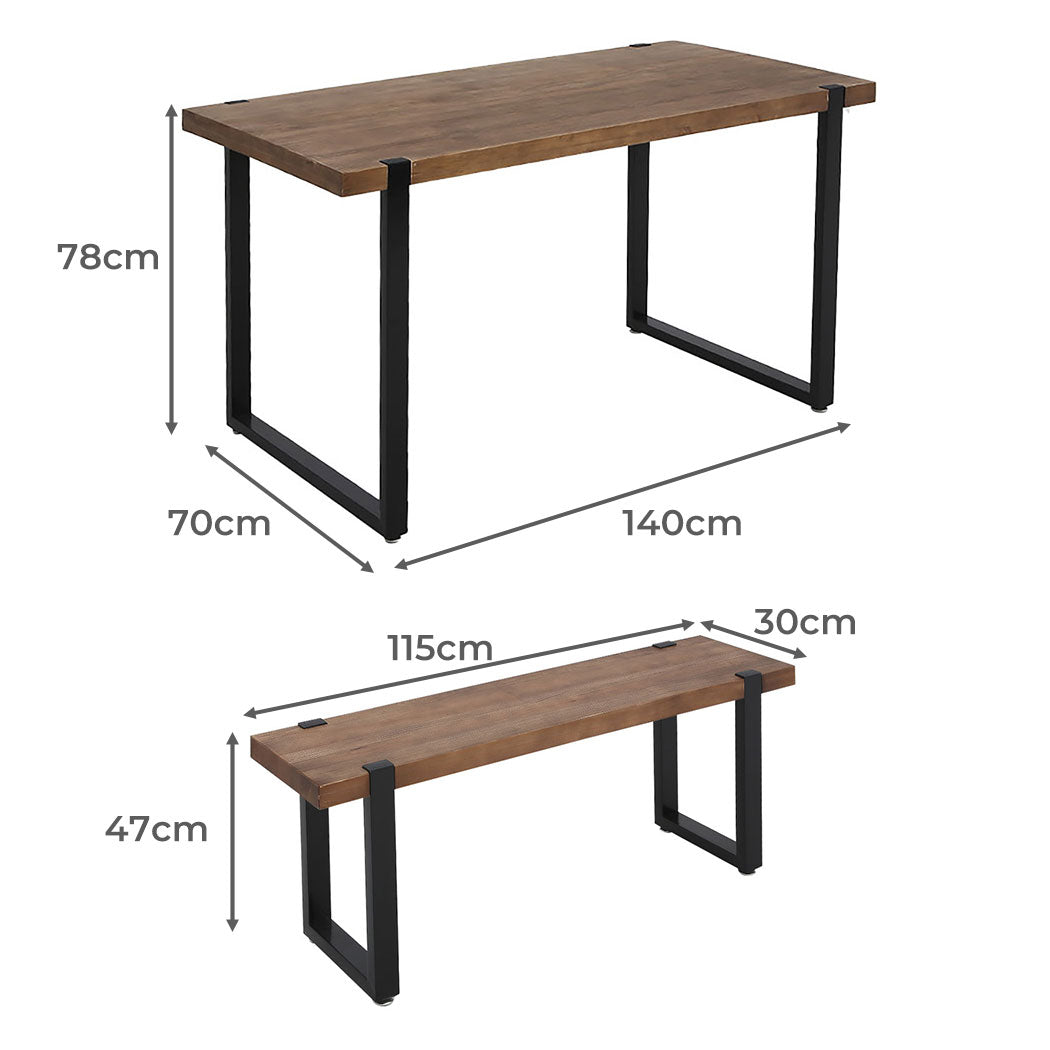 Levede Wooden Dining Sets 1XTable+2X-2006733279557980162