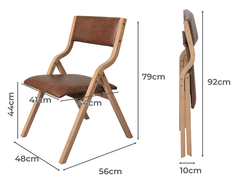 Levede 2x Dining Chairs Foldable PU Brown-2018816903035883522