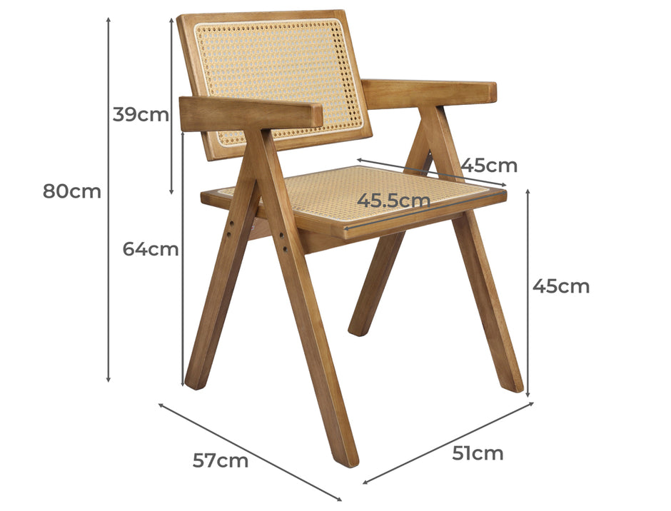 Levede 6x Dining Chair Solid Wood Rattan-2006732729571479554