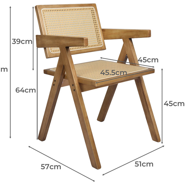 Levede 8x Dining Chair Solid Wood Rattan-2006732729751834626
