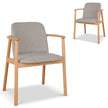 Set of 2 - CDC10055-SDx2 Natural Dining Armchair - Grey Seat