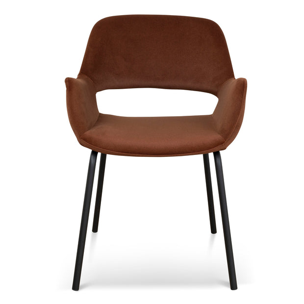 CDC10221-FH Black Dining Chair - Burnt Brown Seat (Set of 2)