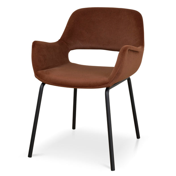 CDC10221-FH Black Dining Chair - Burnt Brown Seat (Set of 2)