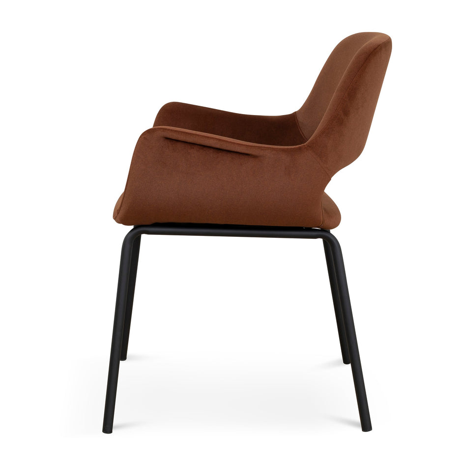 CDC10221-FH Black Dining Chair - Burnt Brown Seat (Set of 2)