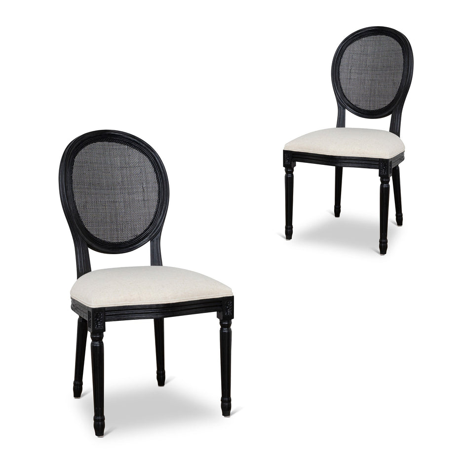 CDC10551-LJ Black ELM Dining Chair - Dawn Beige (Set of 2)