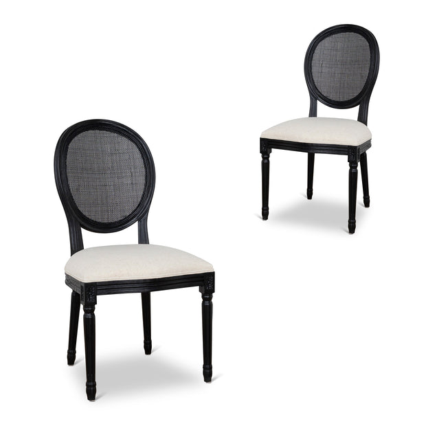 CDC10551-LJ Black ELM Dining Chair - Dawn Beige (Set of 2)