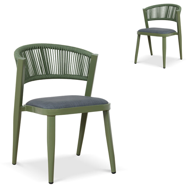 CDC12050-ID Army Green Outdoor Dining Chair - Grey  (Set of 2)