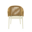 CDC12619-KT Natural Rattan Outdoor Dining Chair - Beige Cushion