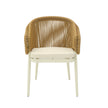 CDC12619-KT Natural Rattan Outdoor Dining Chair - Beige Cushion