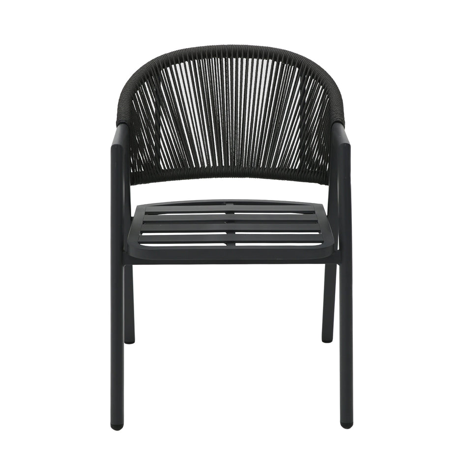 CDC12621-KT Dark Grey Rattan Outdoor Dining Chair - Dark Grey Cushion (Set of 2)