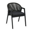 CDC12621-KT Dark Grey Rattan Outdoor Dining Chair - Dark Grey Cushion (Set of 2)
