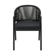 CDC12621-KT Dark Grey Rattan Outdoor Dining Chair - Dark Grey Cushion (Set of 2)