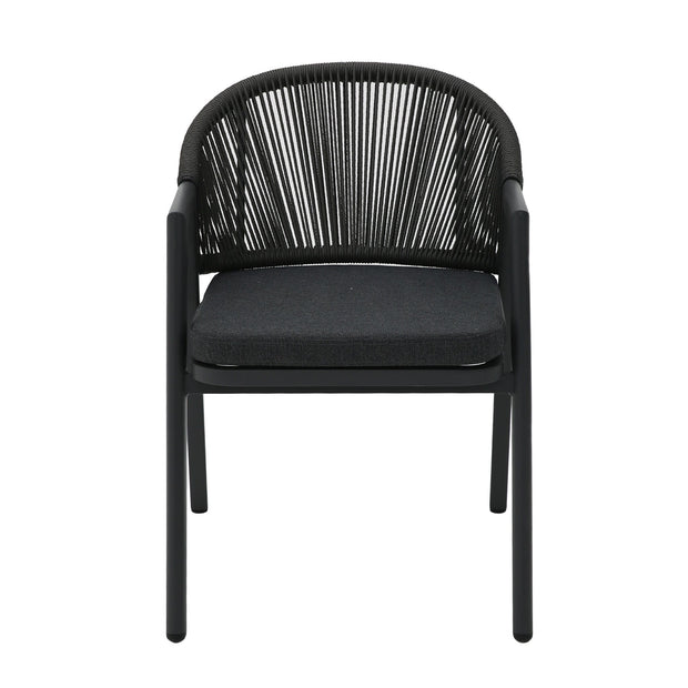 CDC12621-KT Dark Grey Rattan Outdoor Dining Chair - Dark Grey Cushion (Set of 2)