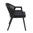 CDC12621-KT Dark Grey Rattan Outdoor Dining Chair - Dark Grey Cushion (Set of 2)