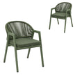 CDC12622-KT Green Rattan Outdoor Dining Chair - Sand Green Cushion (Set of 2)