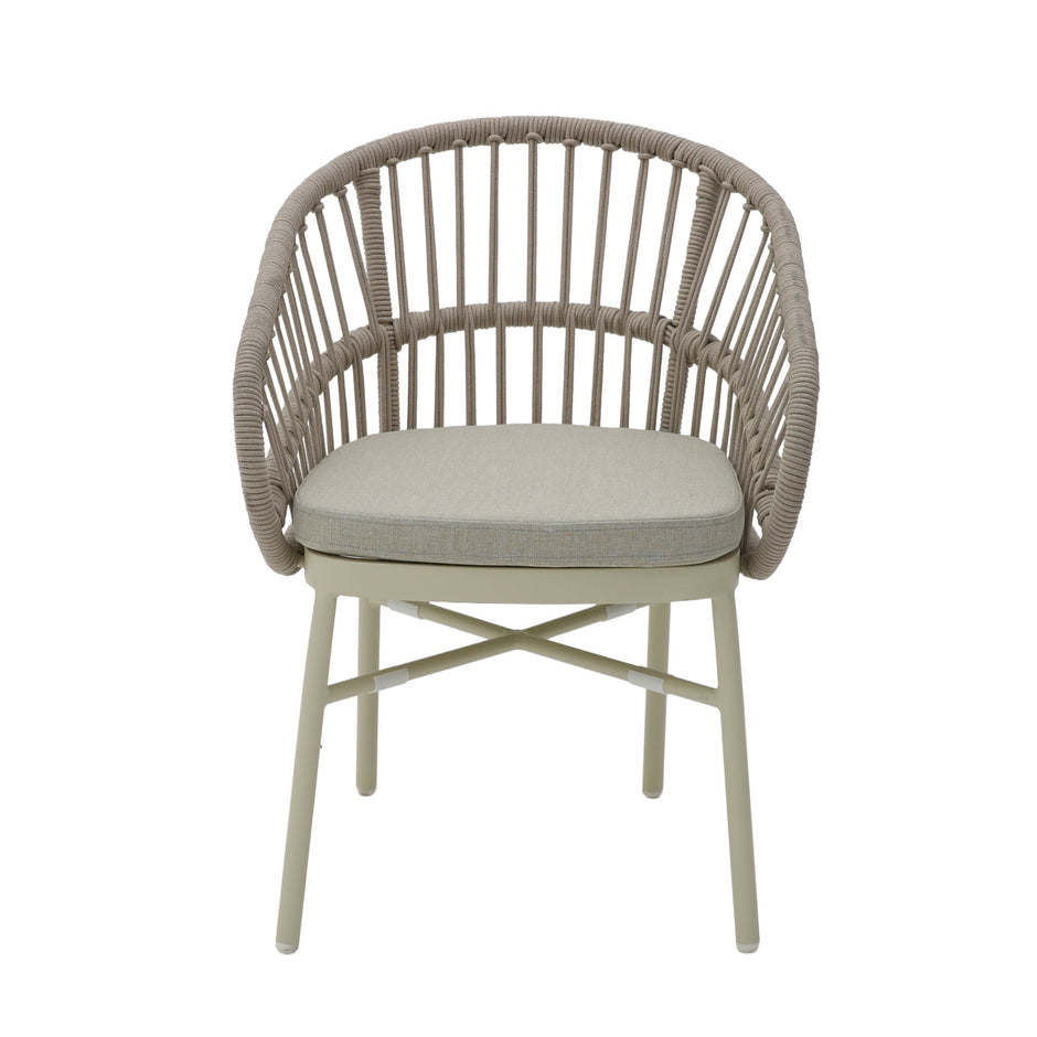 CDC12623-KT Taupe Rattan Outdoor Dining Chair - Beige Cushion (Set of 2)