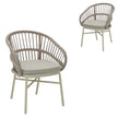 CDC12623-KT Taupe Rattan Outdoor Dining Chair - Beige Cushion (Set of 2)