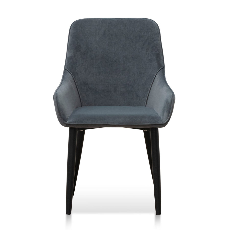 CDC6676-ST Fabric Dining Chair - Grey Velvet in Black Legs (Set of 2)