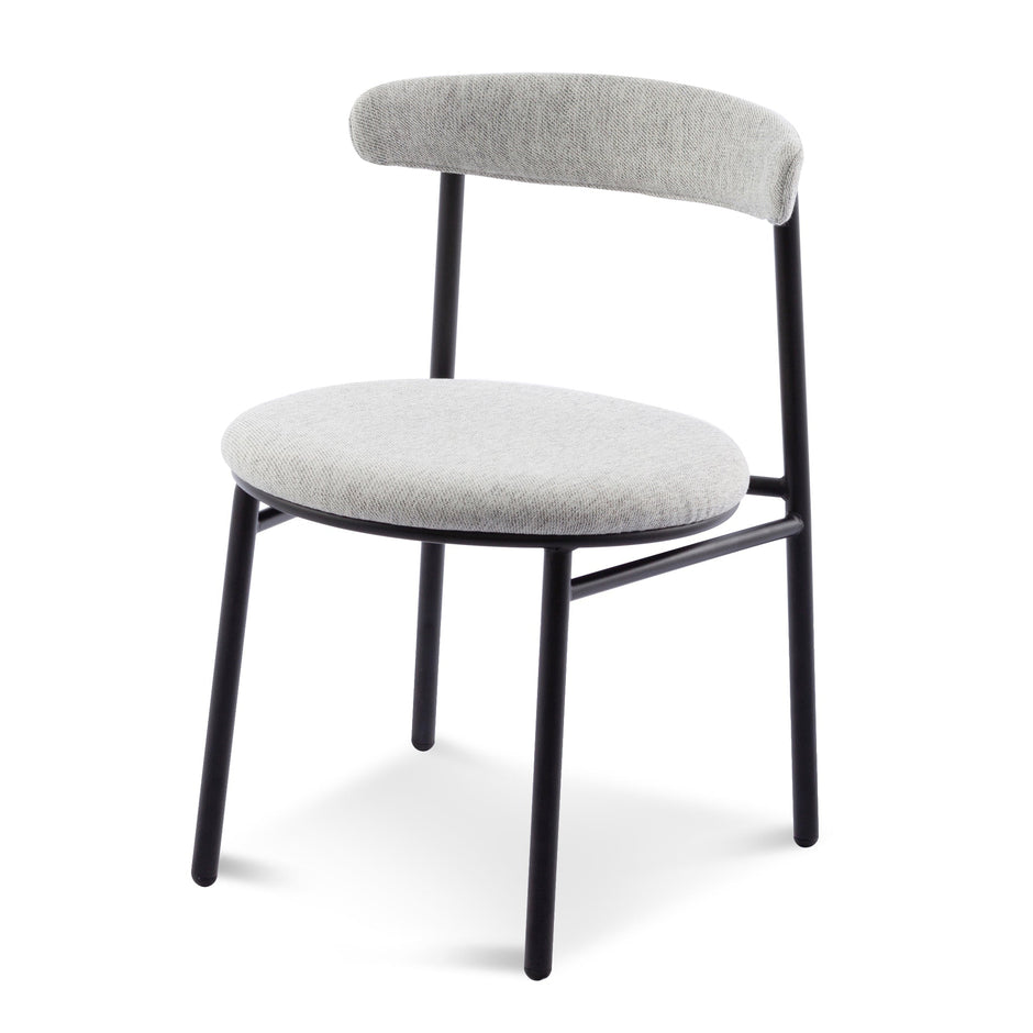 CDC6886-SD Fabric Dining Chair - Silver Grey with Black Legs (Set of 2)