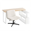 Artiss Office Desk & Chair Set 140cm Computer Desk with Rotatable Bookshelf & Criss Cross Office Chair Armless Swivel Chair, Home Office Study Workstation Furniture