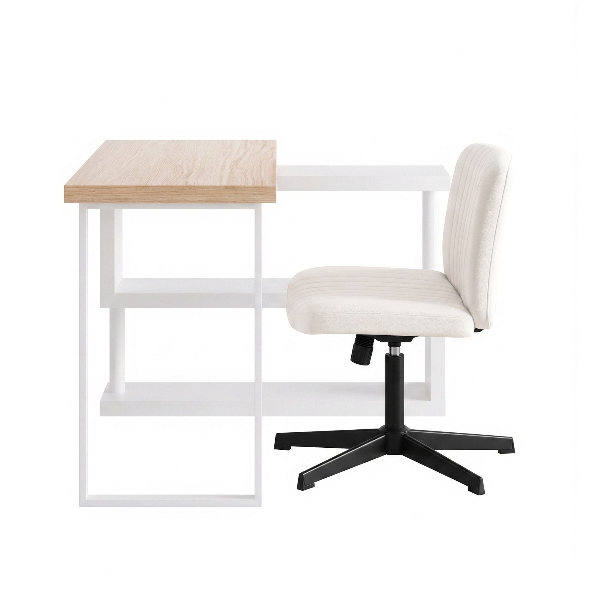 Artiss Office Desk & Chair Set 140cm Computer Desk with Rotatable Bookshelf & Criss Cross Office Chair Armless Swivel Chair, Home Office Study Workstation Furniture