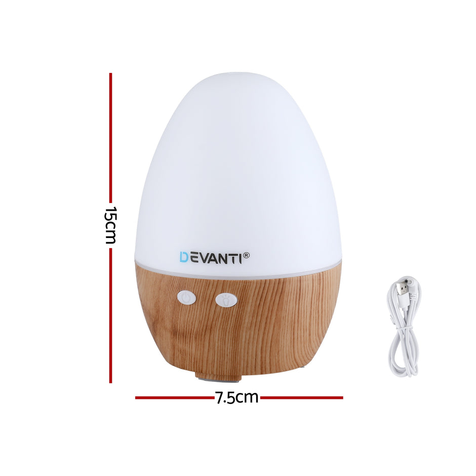 Devanti Ultrasonic Aroma Diffuser Aromatherapy 130ml LED Lights Iron Humidifier Forest