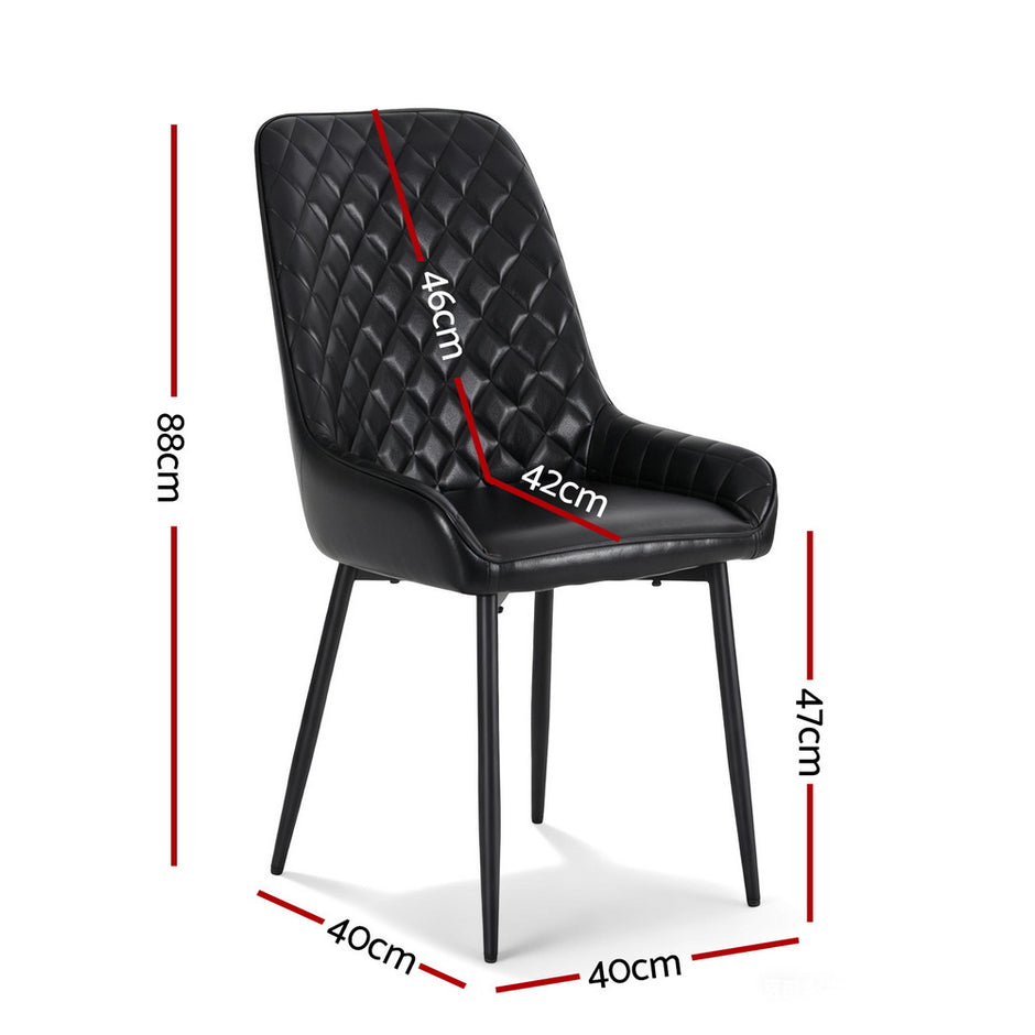 Artiss 2x Dining Chairs Retro PU Leather Kitchen Lounge Cafe Accent Chair Black